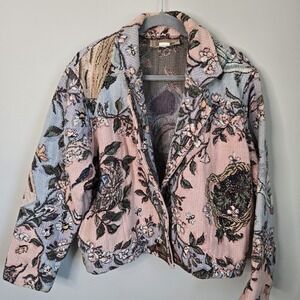 VTG Painted Pony Spring Floral Easter Nest Bumblebee Blazer Tapestry Jacket M